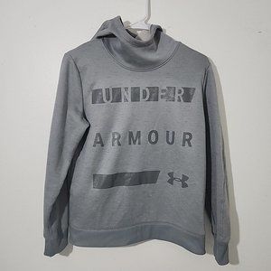 Under Armour Sweatshirt Womens Small Gray Loose Logo Pullover COLDGEAR Hoodie S